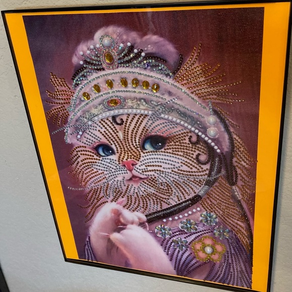 Finished Crystal Rhinestone Cat Royalty Diamond Painting - Picture 3 of 3